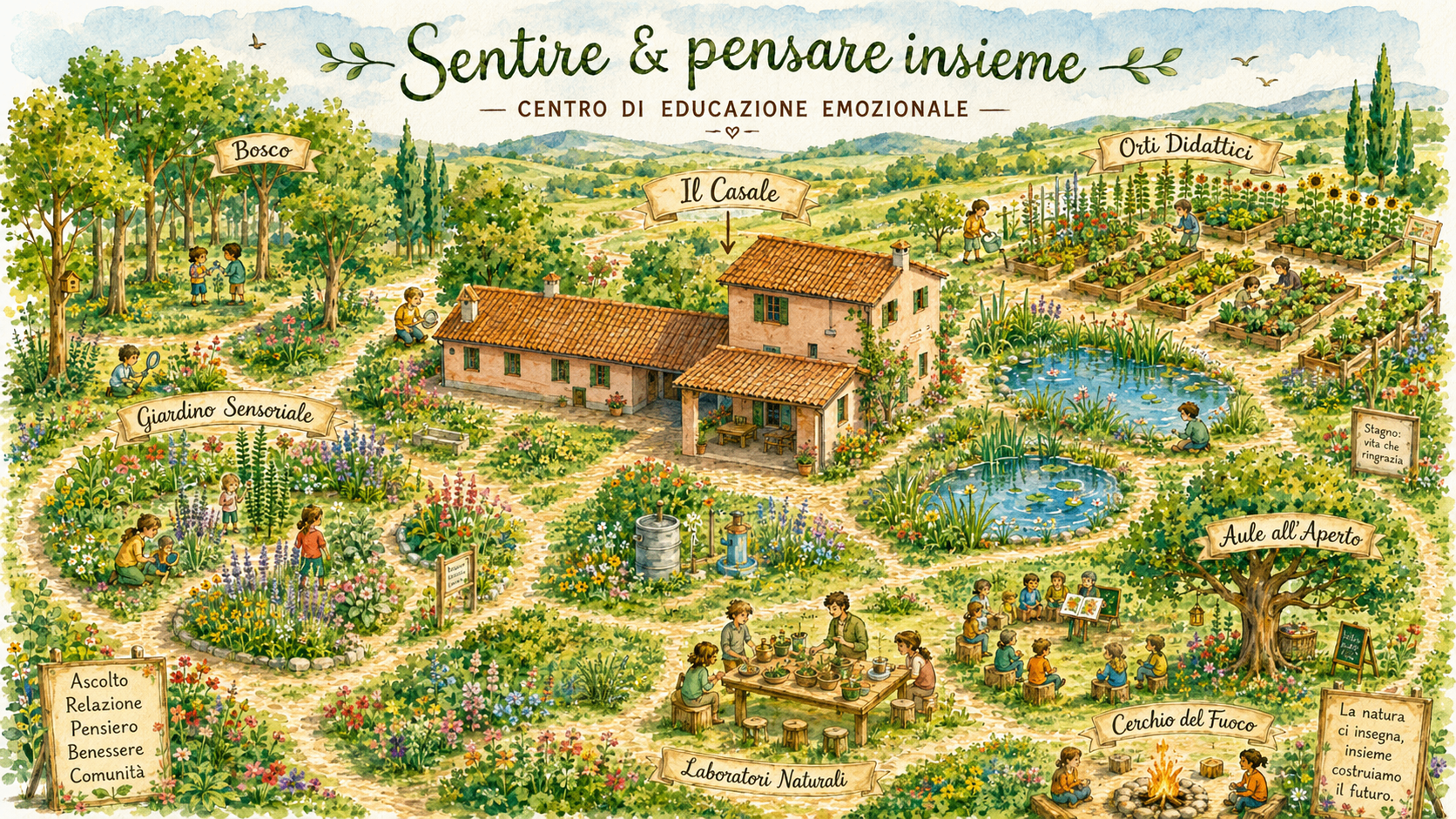 Mappa illustrata del centro Sentire & Pensare Insieme